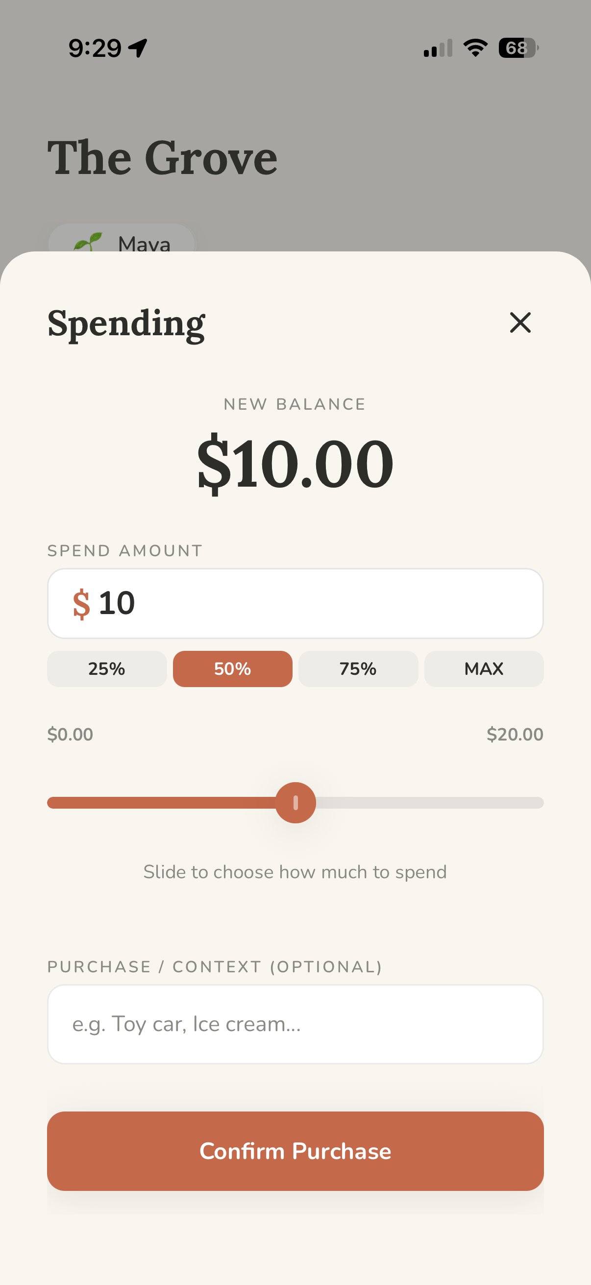 Mindful Spending Slider Screen