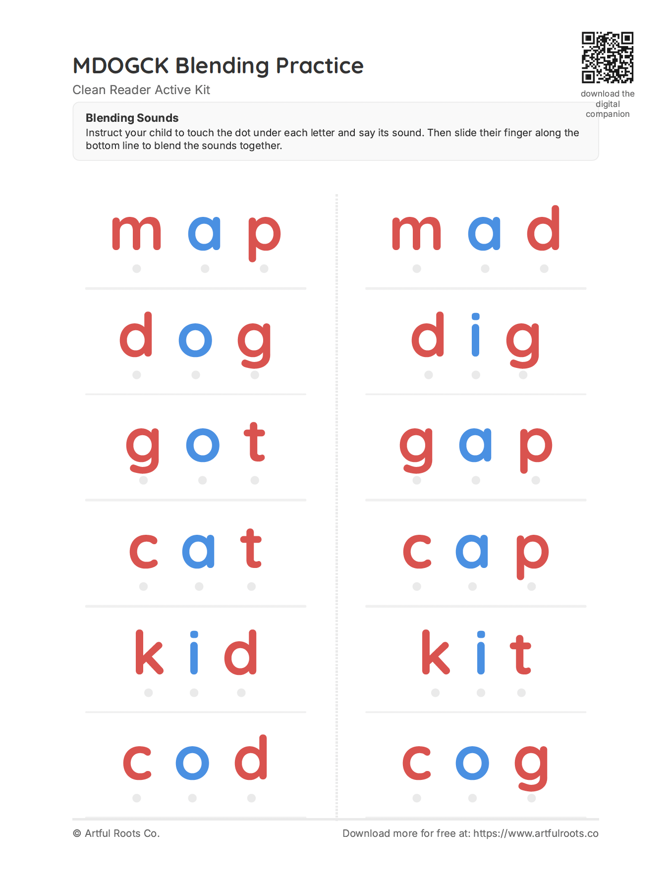 Clean Reader Phonics Worksheet